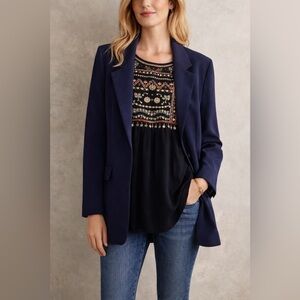 Boston proper navy blue blazer button front with pockets Sz 10